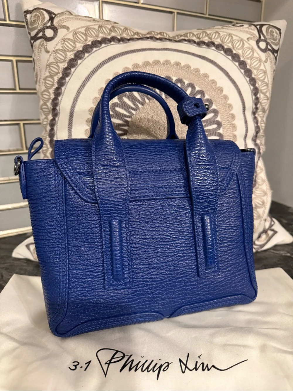 3.1 Phillip Lim Electric Blue Textured Leather Mini  Satchel